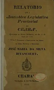 Documento da Assembleia Legislativa Provincial do Ceará 1843