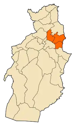Mapa do distrito dentro da província de Tébessa