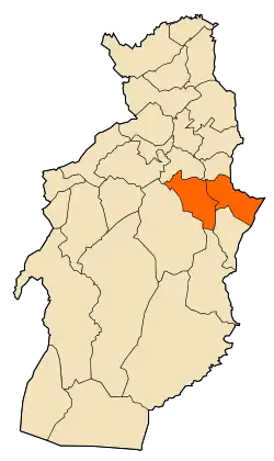 Mapa do distrito dentro da província de Tébessa
