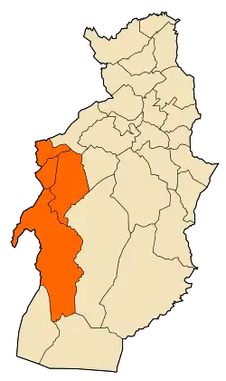 Mapa do distrito dentro da província de Tébessa