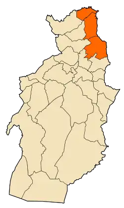 Mapa do distrito dentro da província de Tébessa