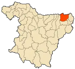 Localização da cidade dentro da província de Bouira