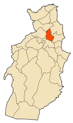 Localização da cidade dentro da província de Tébessa