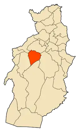 Localização da cidade dentro da província de Tébessa