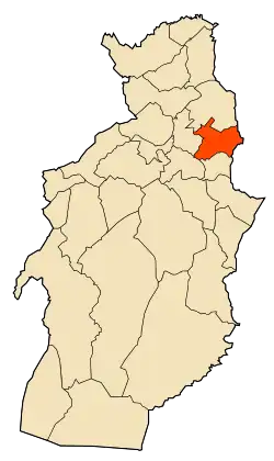 Localização da cidade dentro da província de Tébessa