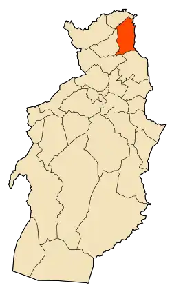 Localização da cidade dentro da província de Tébessa