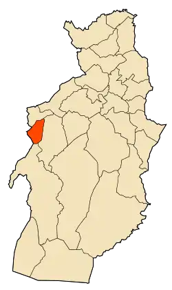 Localização da cidade dentro da província de Tébessa