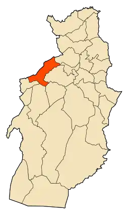Localização da cidade dentro da província de Tébessa