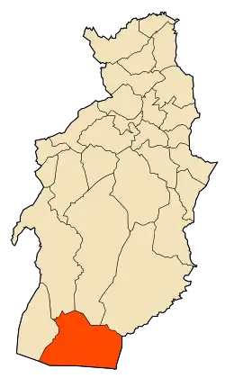 Localização da cidade dentro da província de Tébessa