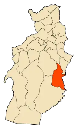 Localização da cidade dentro da província de Tébessa