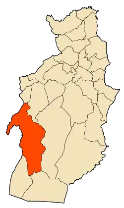 Localização da cidade dentro da província de Tébessa