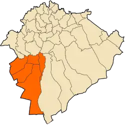 Mapa do distrito dentro da província de Tiaret