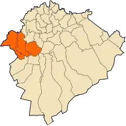 Mapa do distrito dentro da província de Tiaret