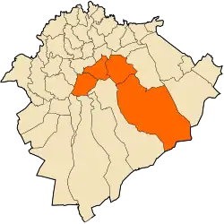 Mapa do distrito dentro da província de Tiaret