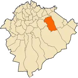 Localização da cidade dentro da província de Tiaret