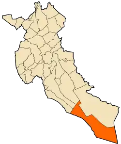 Localização da cidade dentro da província de Djelfa