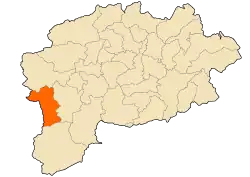 Localização da cidade dentro da província de Guelma