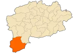 Localização da cidade dentro da província de Guelma