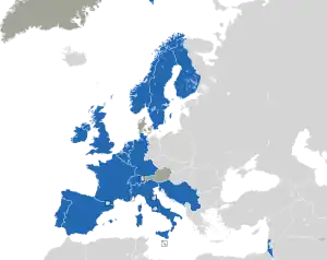 Um mapa colorido dos países da Europa