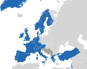 Um mapa colorido dos países da Europa