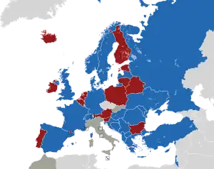 Um mapa colorido dos países da Europa