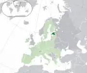 Mapa da Estónia na Europa