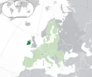 Mapa da Irlanda na Europa