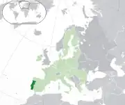 Mapa de Portugal na Europa