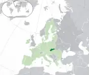 Mapa da Eslováquia na Europa