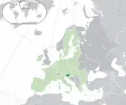 Mapa da Eslovénia na Europa