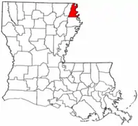 Localização da paróquia no Estado de Louisiana