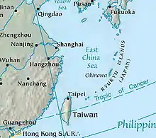 Okinawa, ao sul do Japão (Fukuoka), no mar da China Oriental, onde se coletou K. inachus.