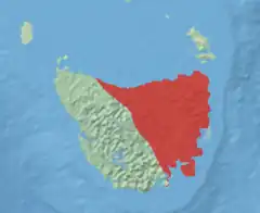 Distribuição atual do Bettongia gaimardi