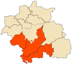 Mapa da província de Constantina destacando o distrito de El Khroub