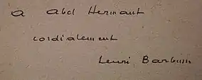 Envoi de Barbusse à Abel Hermant