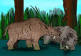 Eobasileus (esquerda) e Uintatherium(direita)