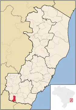 Localização de Apiacá no Espírito Santo
