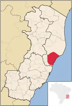 Localização de Aracruz no Espírito Santo
