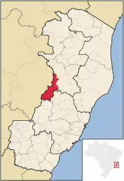 Localização de Baixo Guandu no Espírito Santo