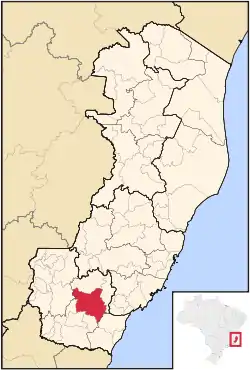 Localização de Cachoeiro de Itapemirim no Espírito Santo