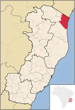 Localização de Conceição da Barra no Espírito Santo