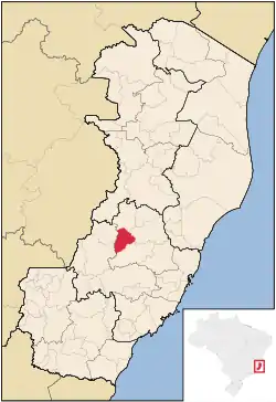 Localização de Itarana no Espírito Santo