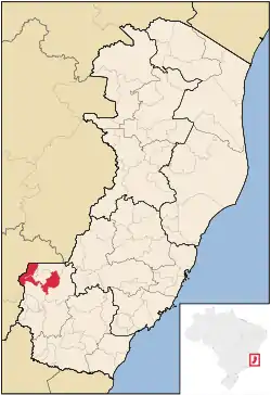 Localização de Iúna no Espírito Santo