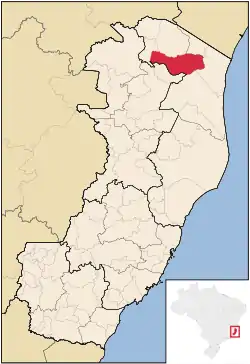 Localização de Pinheiros no Espírito Santo