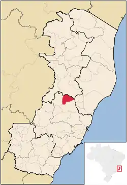 Localização de São Roque do Canaã no Espírito Santo