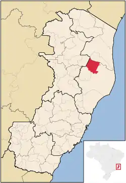 Localização de Sooretama no Espírito Santo