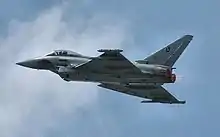 Um caça Eurofighter Typhoon da Força Aérea Italiana.