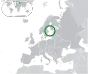 Mapa das Ilhas Alanda na Europa
