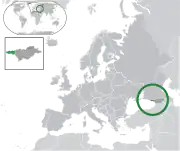 Mapa da Abecásia na Europa