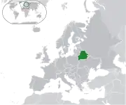 Mapa da Bielorrússia na Europa
